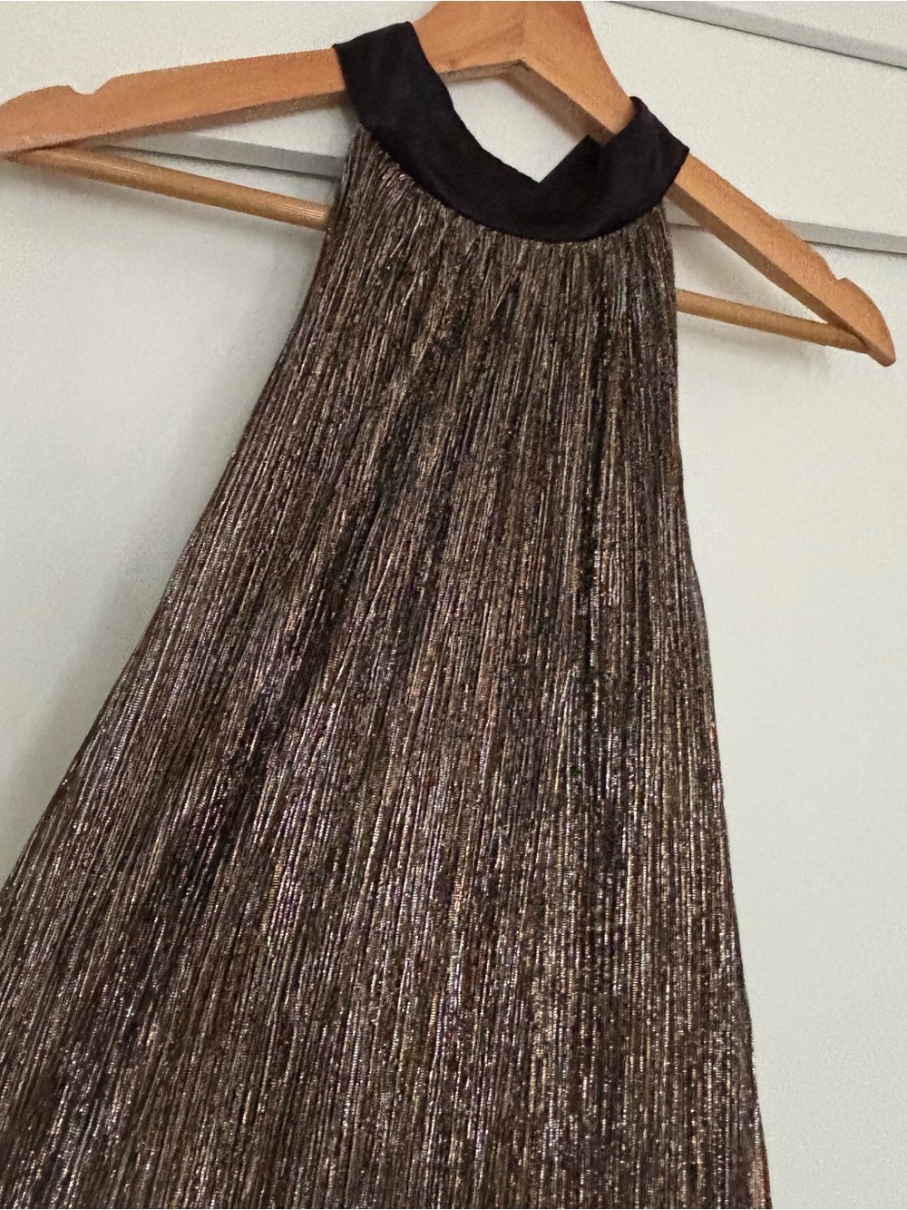 Laundry By Shelli Segal Black and Metallic Pleated Dress with Bow Size 10 - Picture 10 of 10